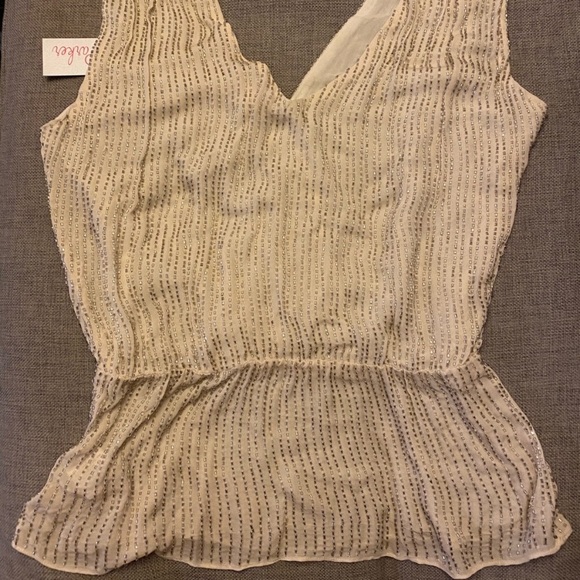 NWT SUPER Cute Parker Silk Beaded Peplum Top - Picture 4 of 8